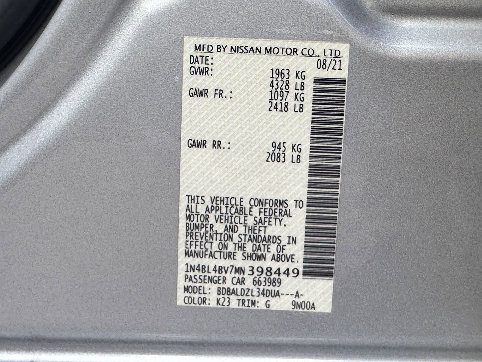 2021 Nissan Altima 2.5 S